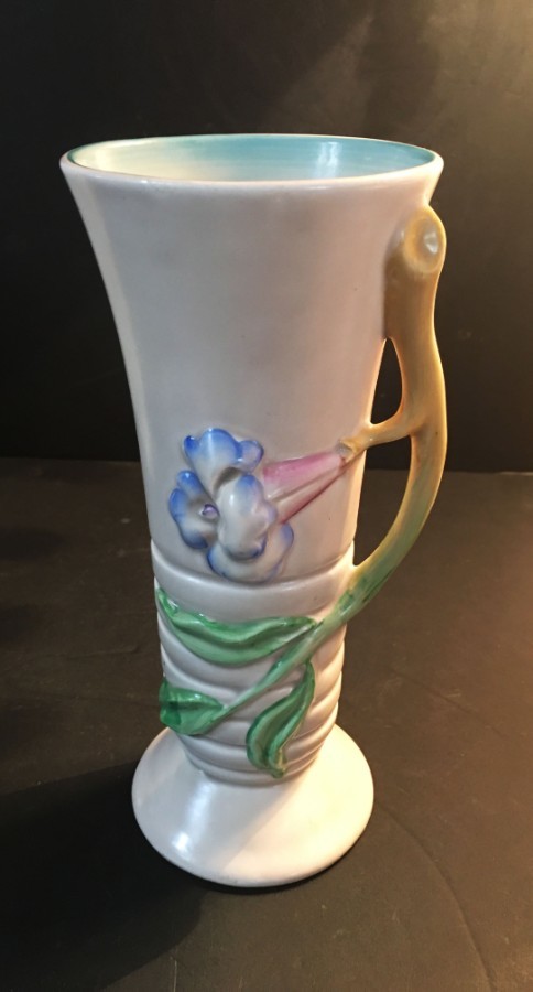 Antique A Late 1930 S Clarice Cliff Tall Floral Handled Vase 1