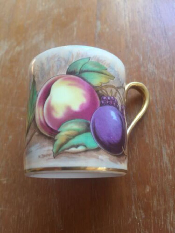 AYNSLEY ORCHARD GOLDLEAF COFFEE CUP  SAUCER 20th Fine English Bone China 1775