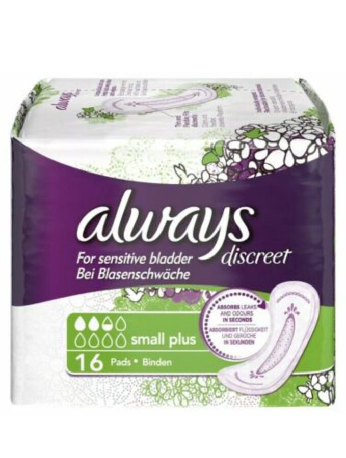 Always Discreet Sensitive Bladder Incontinence Pads Liners Small Plus Pack of 16