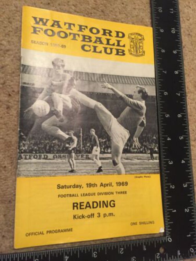 Watford Football Club Programme 19th April 1969 Division 3 Reading
