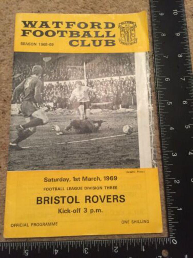 Watford Football Club Programme 1st March 1969 Bristol Rovers Division 3