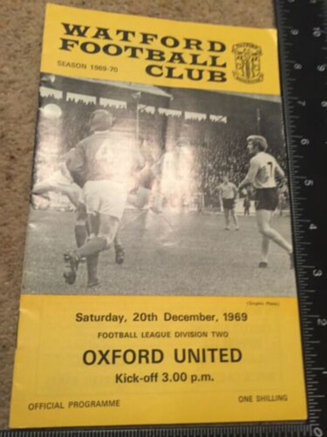 Watford Football Club Official Programme 20 Dec 1969 Oxford Division 2