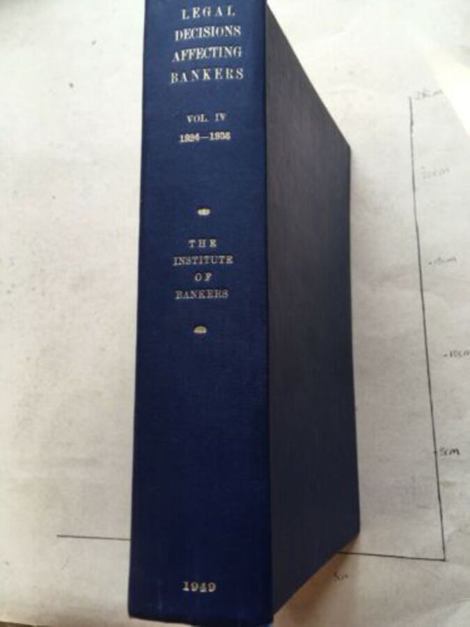 Vintage Book ‘Legal Decisions Affecting Bankers Vol IV’ By James Wylie 1949