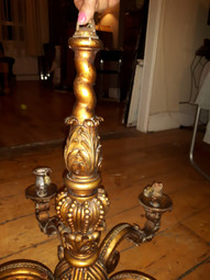 Antique gilded wooden chandelier