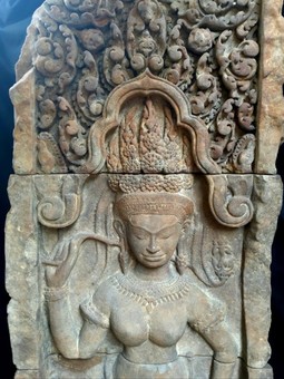 Antique Ancient southeast asia stone absara relief
