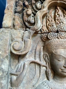 Antique Ancient southeast asia stone absara relief