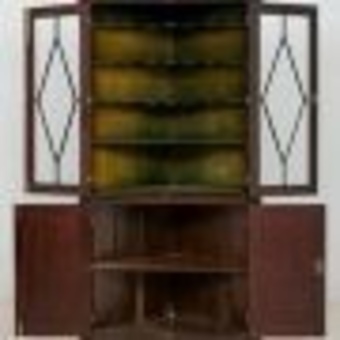 Antique George II mahogany glazed corner cabinet 