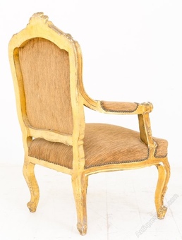 Antique Pair of French Gilt Open Armchairs
