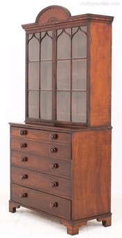 Antique Regency mahogany Secretaire Bookcase