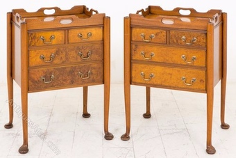 Pair of Queen Anne Style Bedside Cabinets
