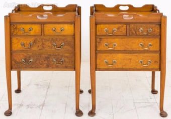 Antique Pair of Queen Anne Style Bedside Cabinets