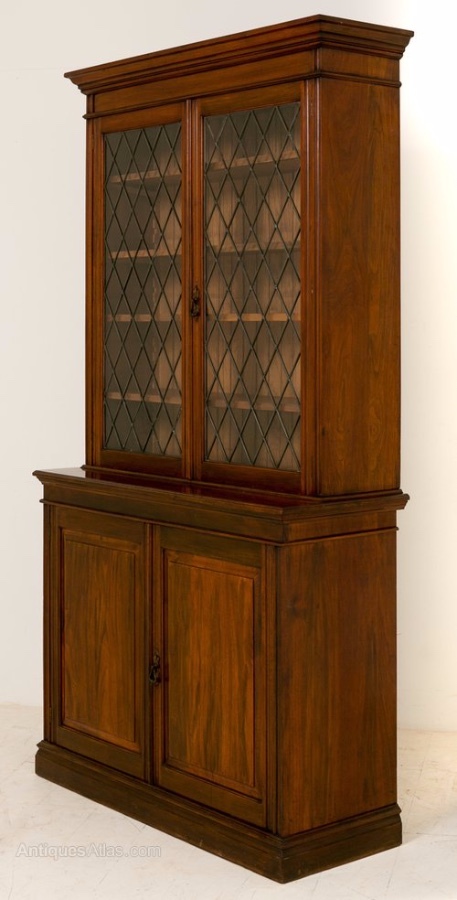 Antique Late Victorian walnut 2 door bookcase