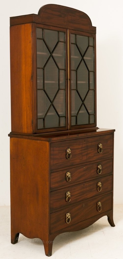 Regency mahogany secrétaire bookcase