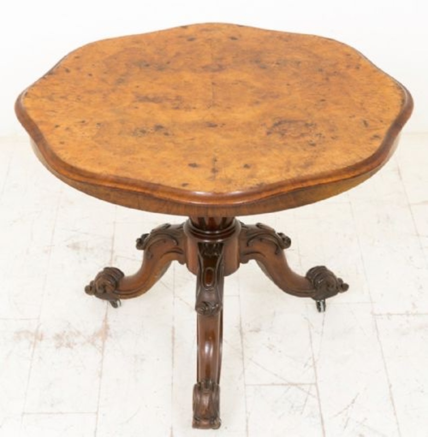 Antique Burr Walnut Shaped Centre Table