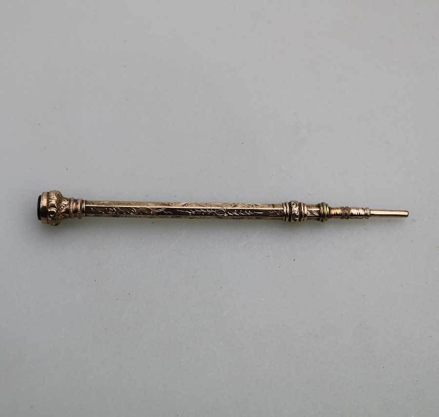 Antique Writing Victorian 9ct Gold Mechanical Pencil C.19thC