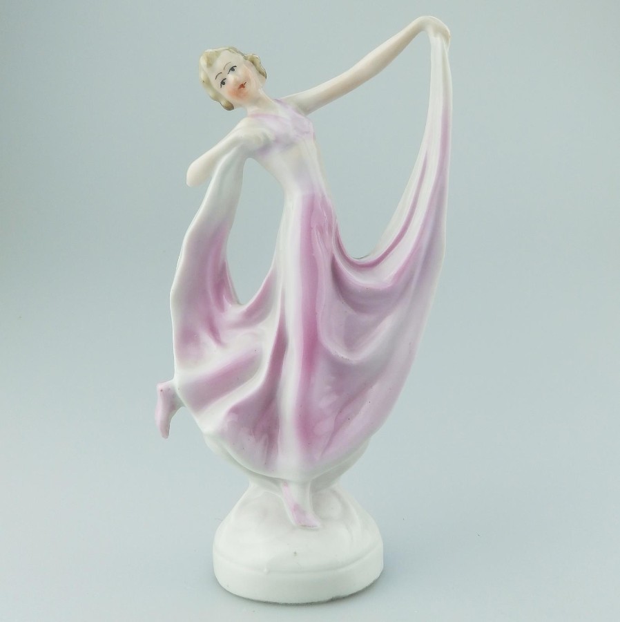 Art Deco Porcelain a Continental Dancing Maiden Figurine: C.1920-30's