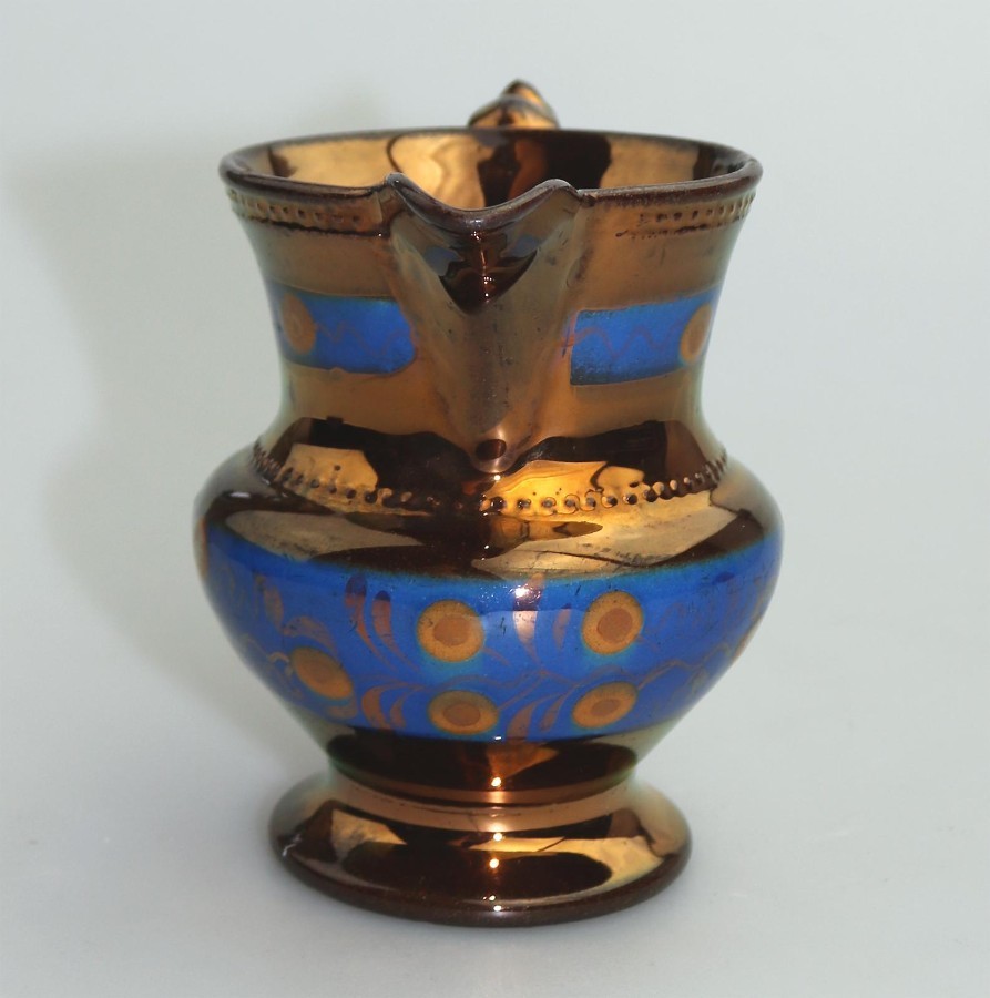 Antique English Pottery a good Copper Lustre Jug C.1840