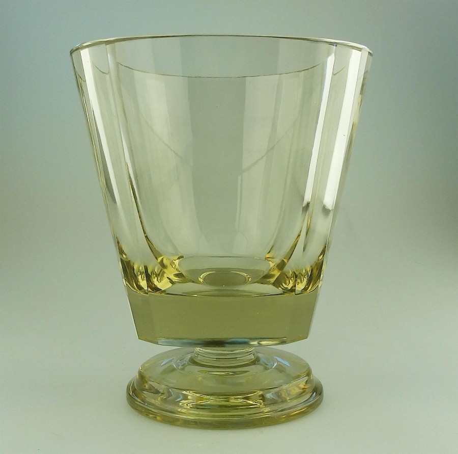 Scandinavian Art Glass : Art Deco Fine Quality EDA very heavy citrine Goblet Vase C.1931