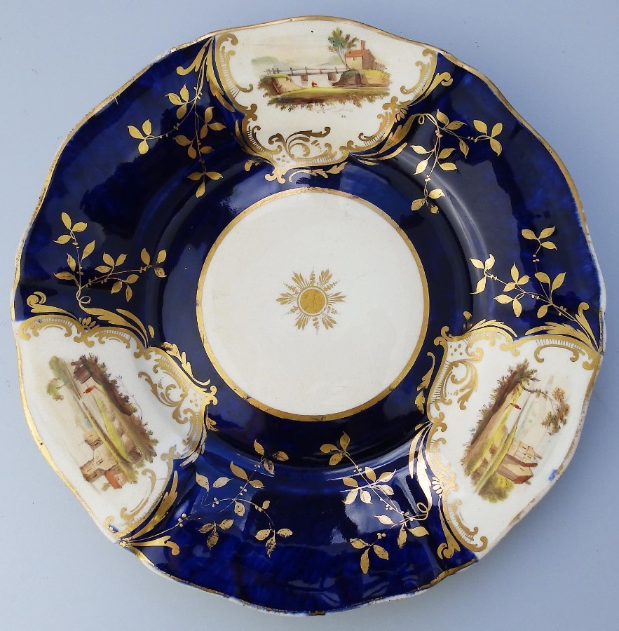 English Antique porcelain a fine painted Coalport Serving Plate Pat 279 C.1830
