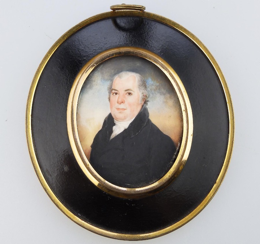 Attributed / After Frederick Buck English Antique Portrait Miniature on ivory, a gentleman C.1800