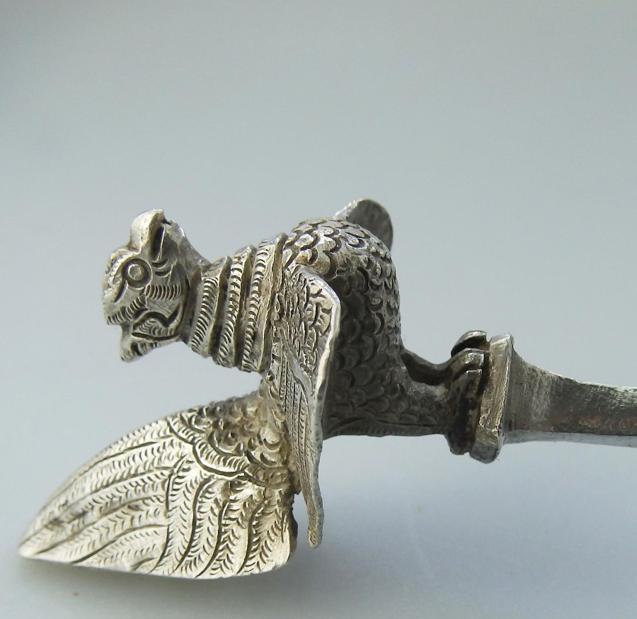 Ancient Antique Aztec Asia Solid Silver unique & rare novelty Spoon Mould