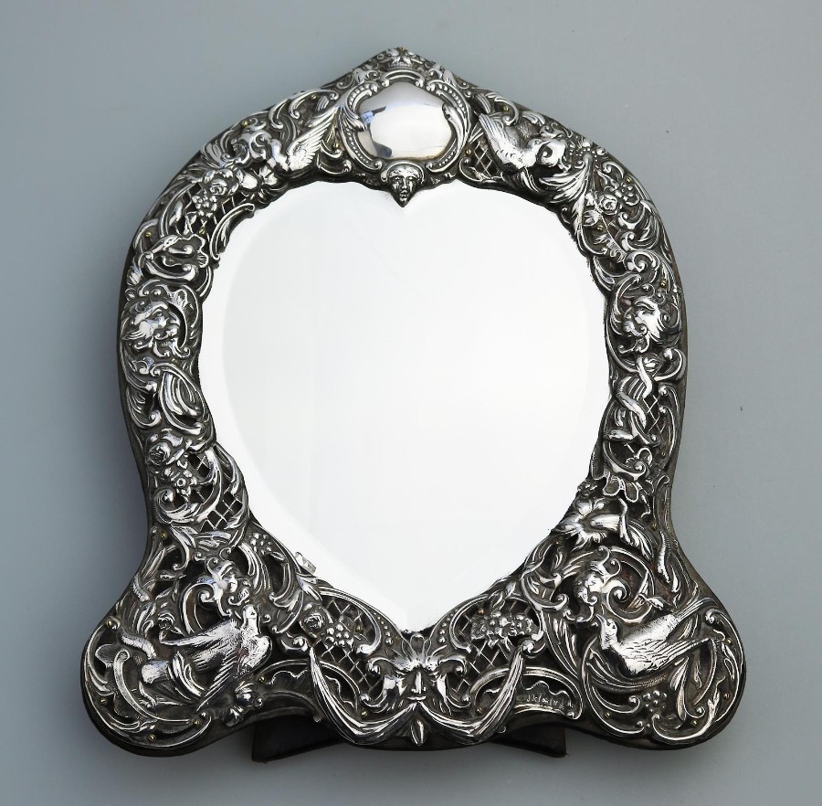 Antique Solid Silver V fine large quality William Comyns novelty Mirror C.1905