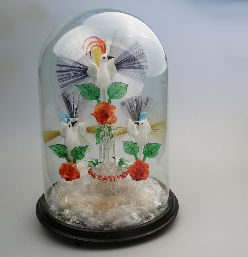 Antique Glass a rare & Fine Nailsea / Stourbridge Bird Fountain Frigger C.19thC