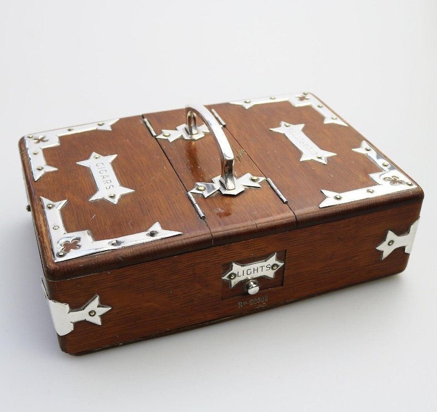 Antique Treen / Boxes A fine & unusual Smoking Humidor Companion Box C.1885