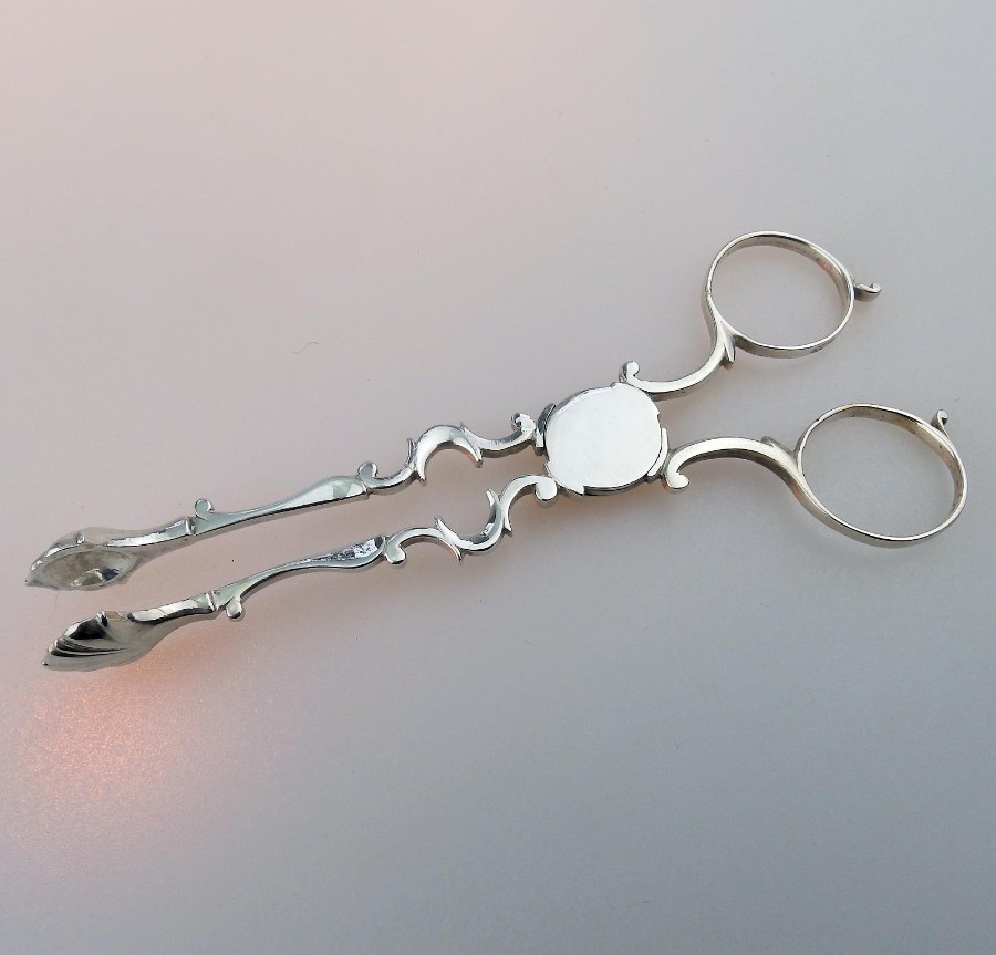 Antique Solid Silver a good pair Georgian Sugar Nips Scissors Tongs C.18thC