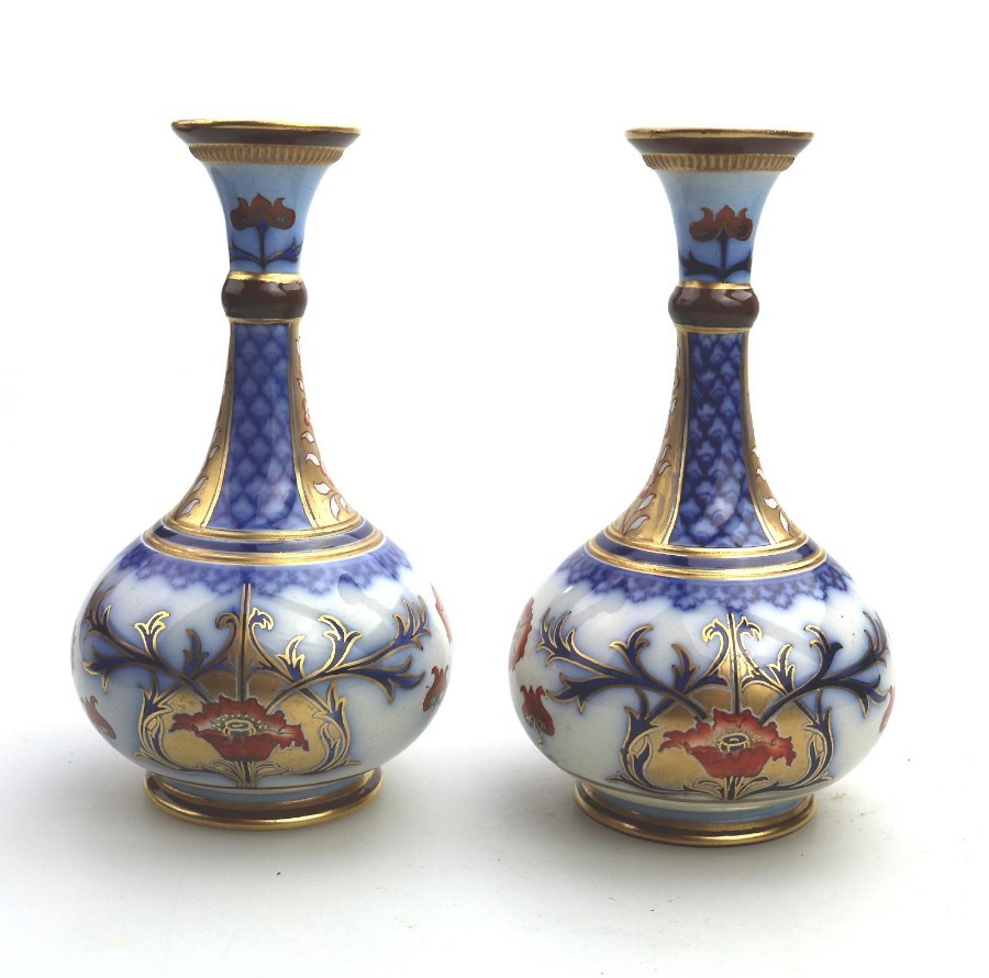 Antique Antique British Art Nouveau Pottery A Pair Of Macintyre