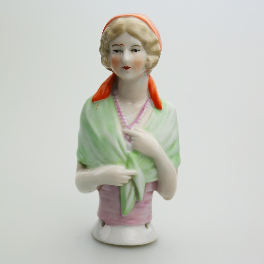 Antique Porcelain A sweet Girl half doll C.1920's