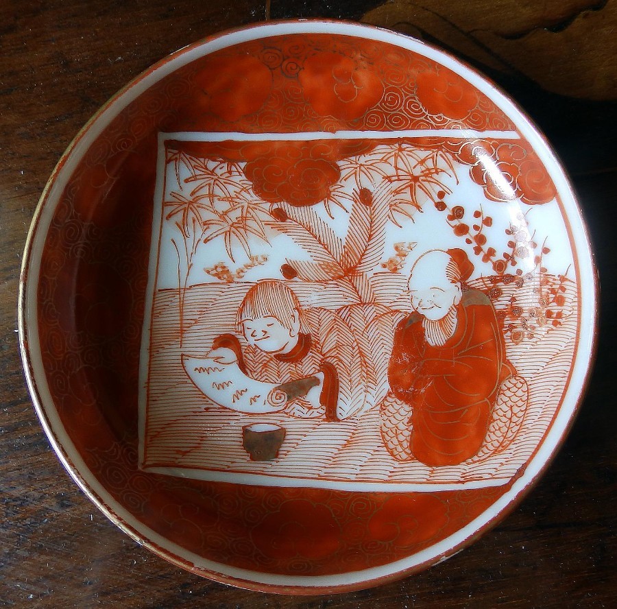 Kutani / Satsuma Antique Oriental Ceramics a Saki / Spice Dish signed C.19th
