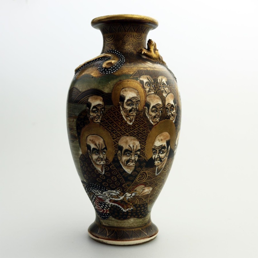 Antique Oriental Pottery A good Japanese Satsuma Vase Immortals C.19thC