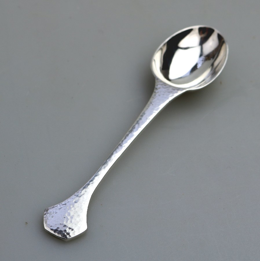 Antique Arts & Crafts Liberty & Co Solid Silver hand beaten Serving / Preserve Spoon C.1909