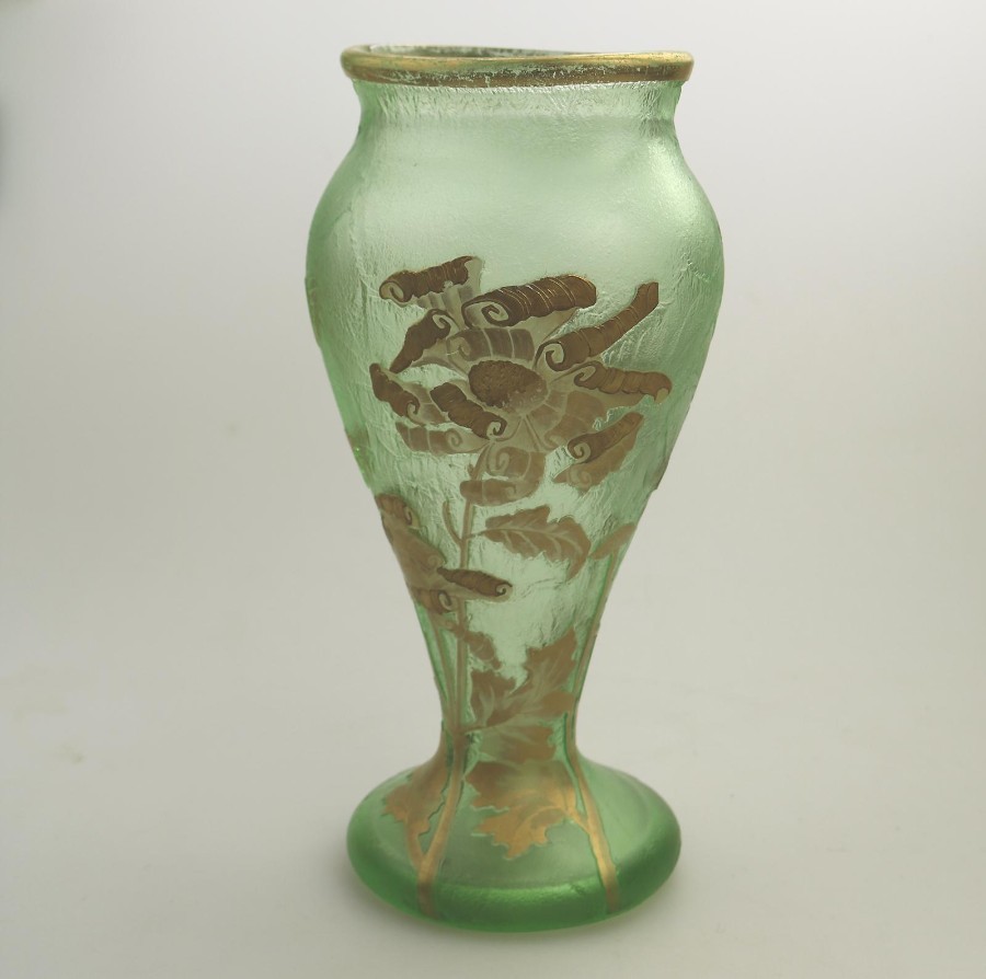 French Art Glass a good Mont Joye Legras acid etched gilt Vase C.1890-1900