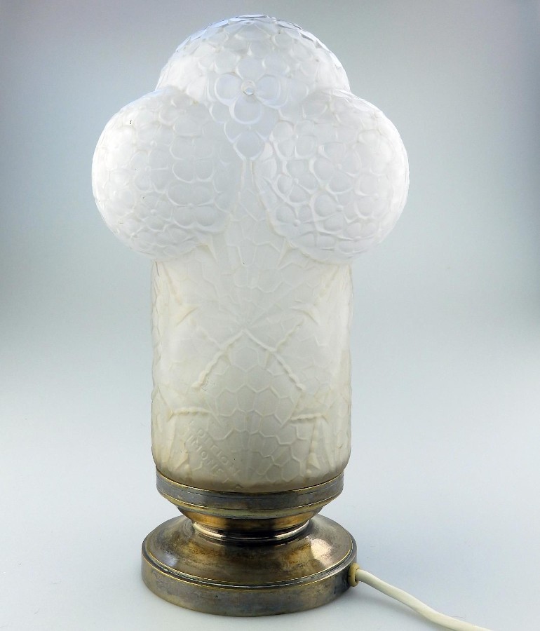 Antique Art Deco Glass Modernist Simonet & Dieupart  Table Lamp C.1923