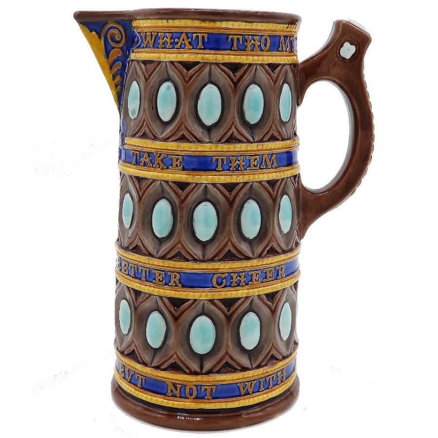 Wedgwood majolica pottery Caterer jug by Frederick Bret Russel, No. 674 C.1867