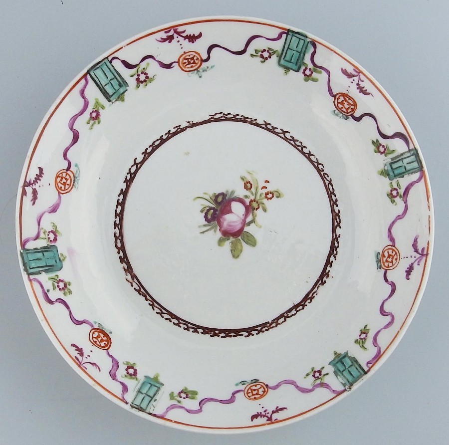 New Hall Antique English Porcelain hand painted Saucer No.3 C.18thC