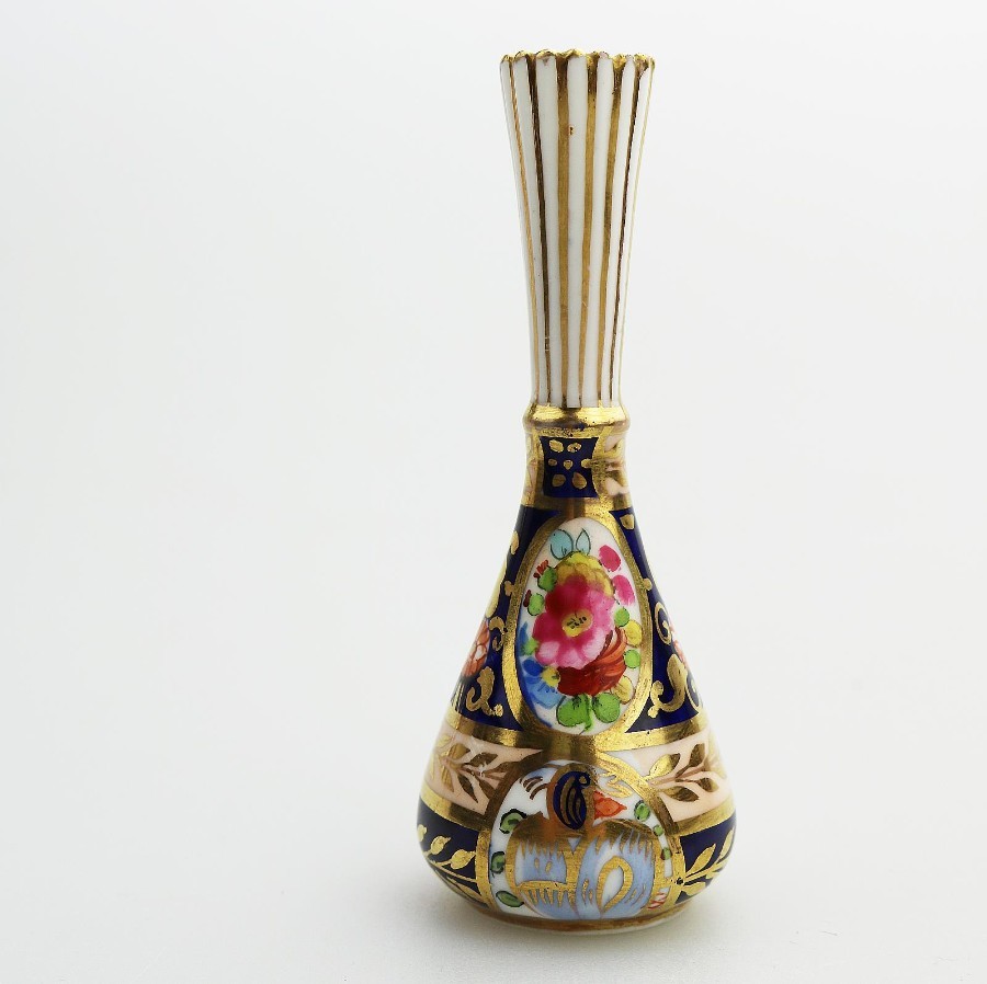 Antique English Porcelain Crown Staffordshire Miniature Vase 2 C.1900