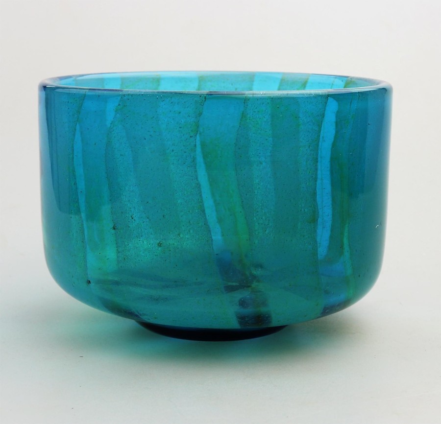Art Glass : A Maltese Mdina glass striped Ming pattern Bowl - circa 1970's