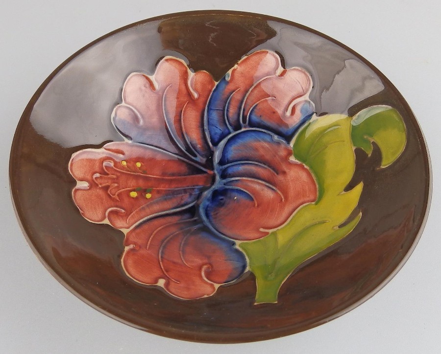 Walter Moorcroft Antique Decorative Arts a pretty Hibiscus Bowl No.2 C1953-78