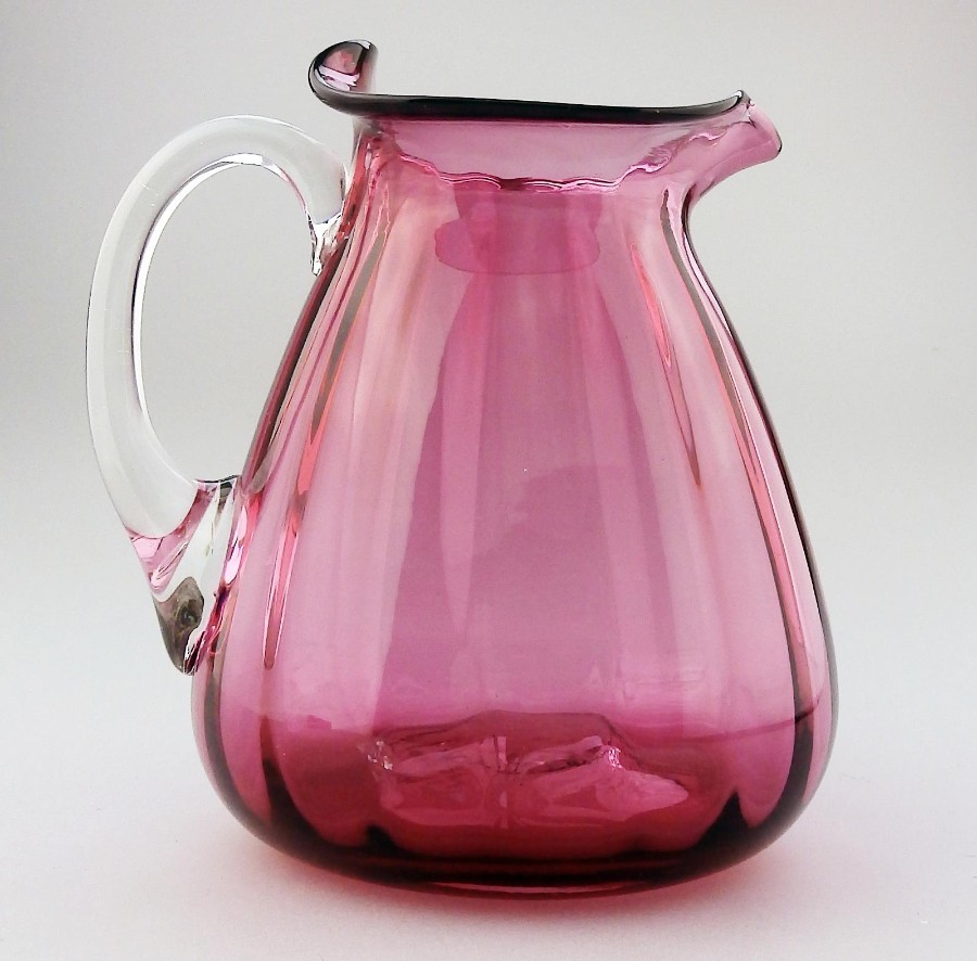 Antique English Cranberry Glass an unusual shape Victorian Jug C.19thC