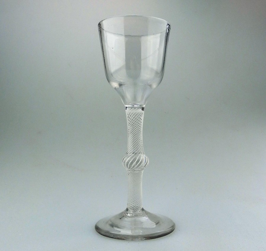 Air Twist Antique Glass : Georgian multiple opaque twist knop stem Wine C.18thC
