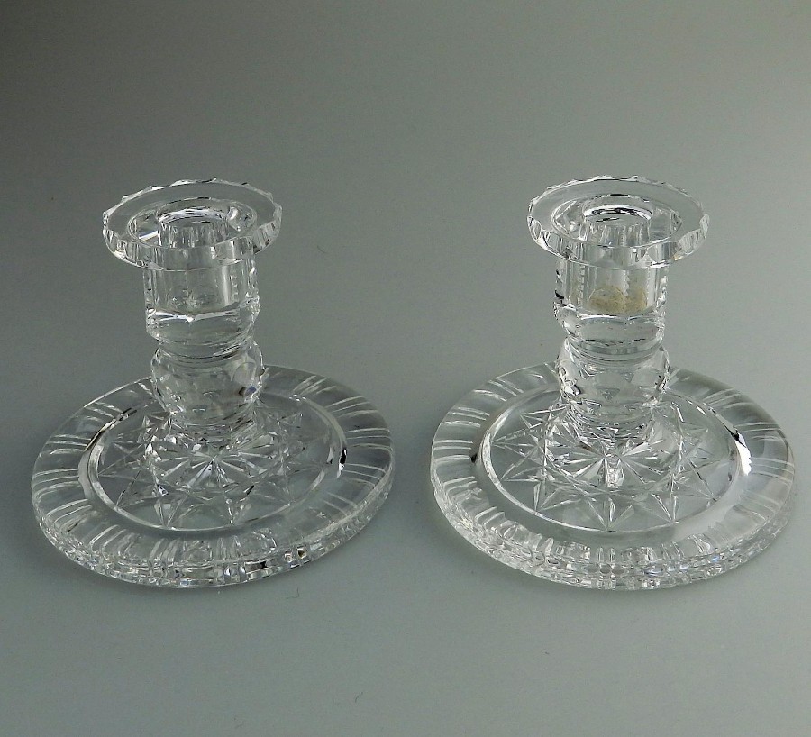 Cut Glass A very good pair Glass Table Candlesticks C.1930's
