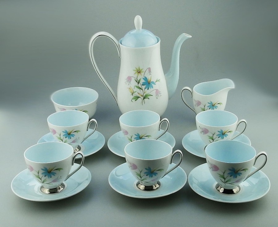 Beautiful Queen Anne Linda pattern Coffee Set 15 pieces C.1940's