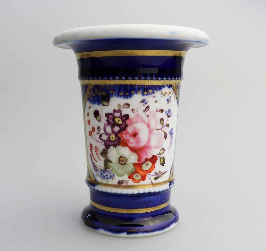 Antique English Porcelain floral hand painted Spill Vase C.19thC