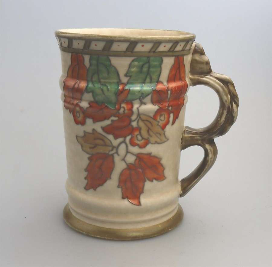 British Art Deco Pottery Charlotte Rhead Tubelined 'Golden Leaves' Vase C.1937
