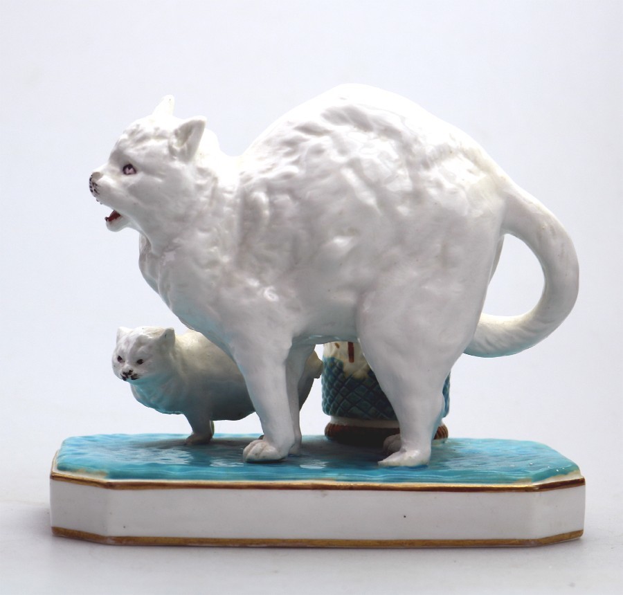Antique French Decorative Arts : An highly unusual Frightened Cat Striker / Match Holder C.19thC