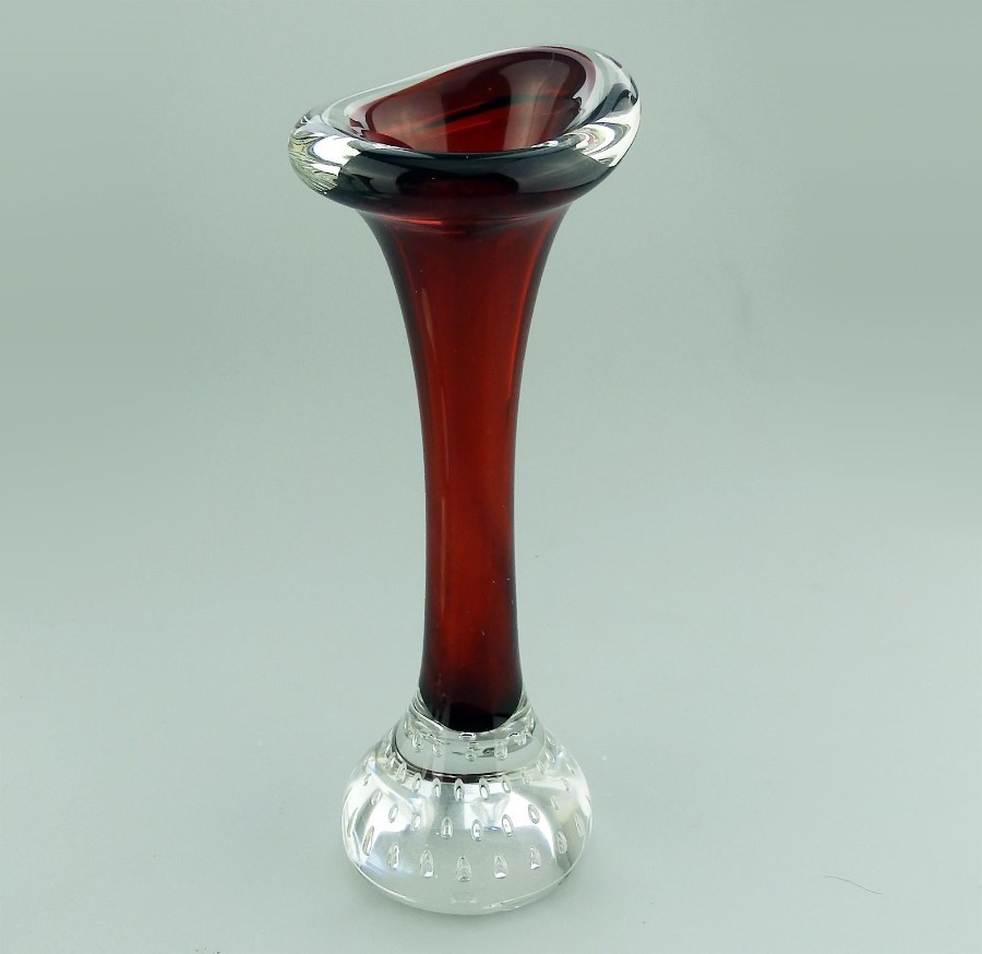 Vintage Retro Art Glass Aseda Swedish Bone Jack in Pulpit Vase C.1960's