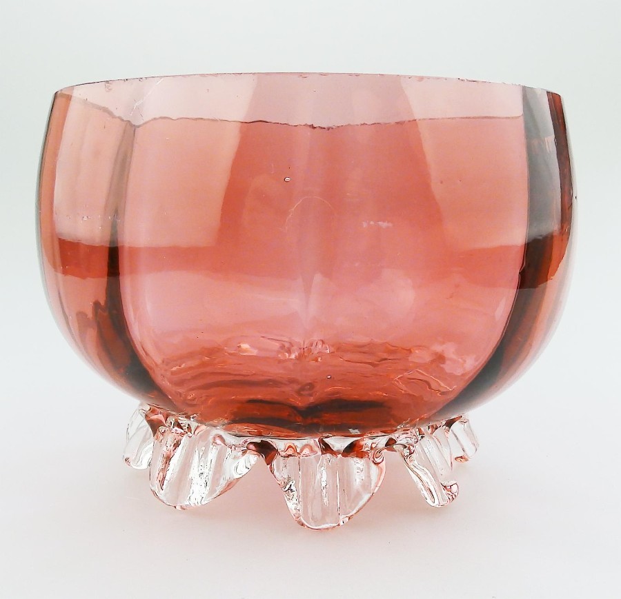 Antique English Cranberry coloured Glass a Victorian Bowl No.4 - C.19thC